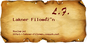 Lakner Filomén névjegykártya